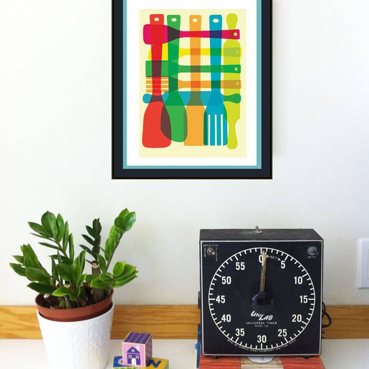 strawberryluna - Wholesale Art Print - Kitchen Giclee Print - Utensil Stack - Poster Mid Century3