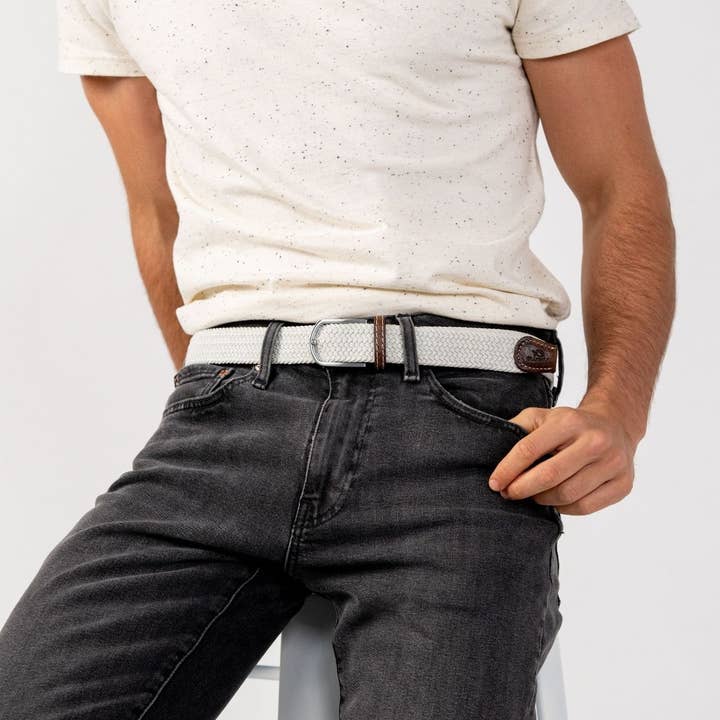 BILLYBELT - Wholesale Belt - Unisex - Coconut white elastic braided belt
