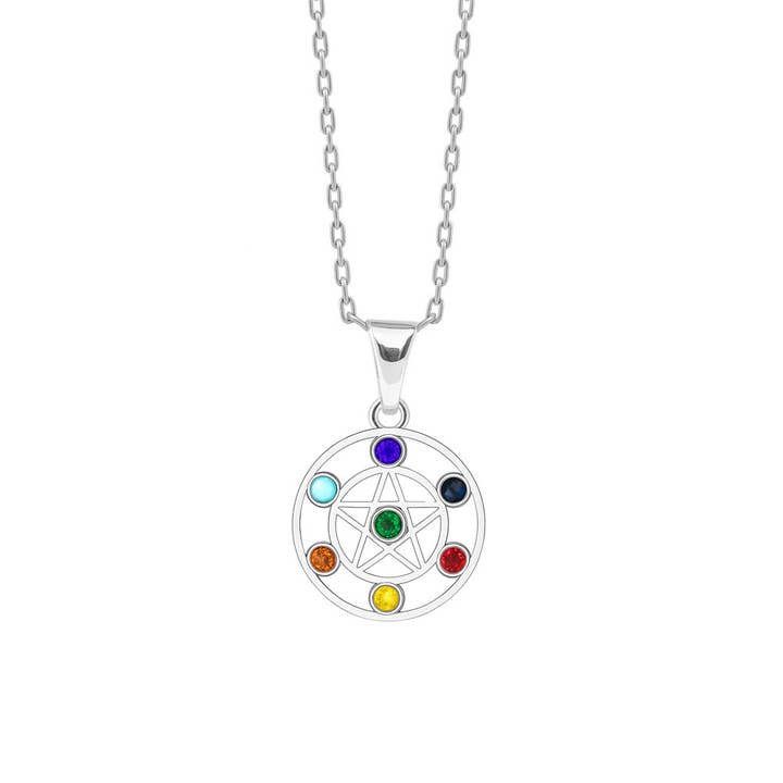 925 Rhodium-Plated Silver Chakra Pendant and Oz for wholesale by TALISMAN JEWELLERY (D&Fidanverdi, S.L.)