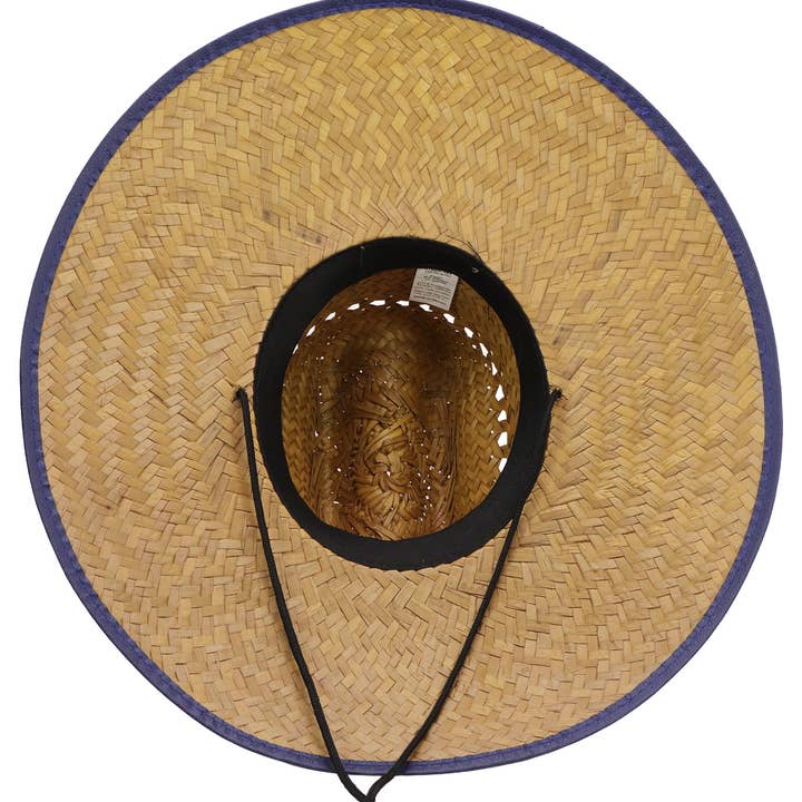 NATURAL NAVY BLUE American Flag Patch Vented Straw Lifeguard Hat for wholesale on Faire
