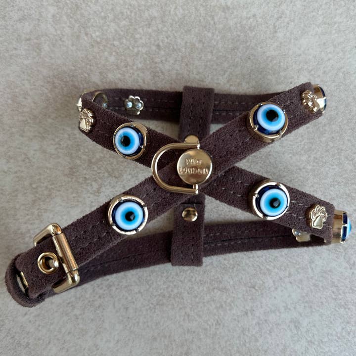 Suède Boze Oog Hondentuig | Koningsblauw 🧿 voor wholesale door Paw London