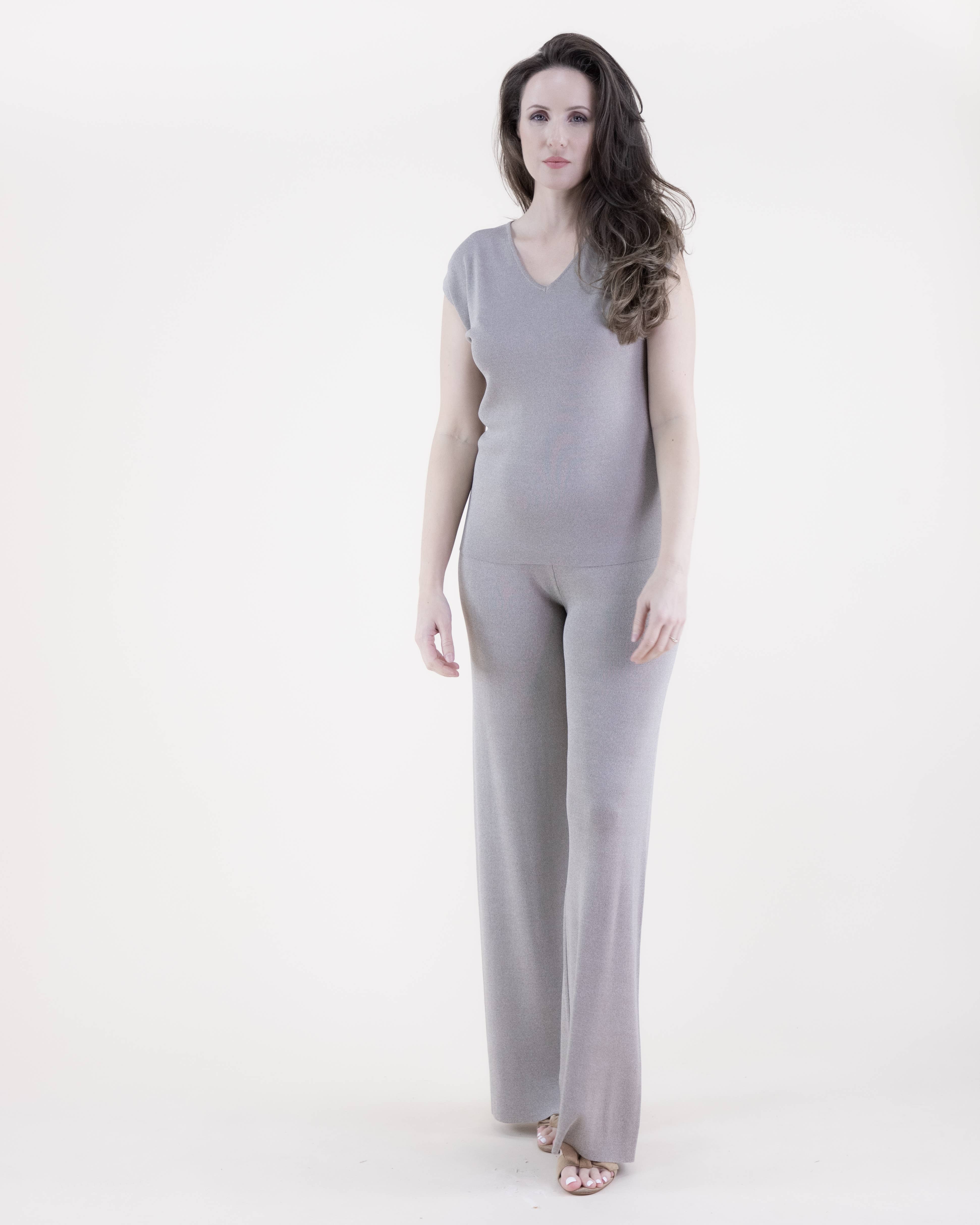 Original USA - Wholesale Pants - Women's - Neutral Wide Leg Thin Knit Pants5