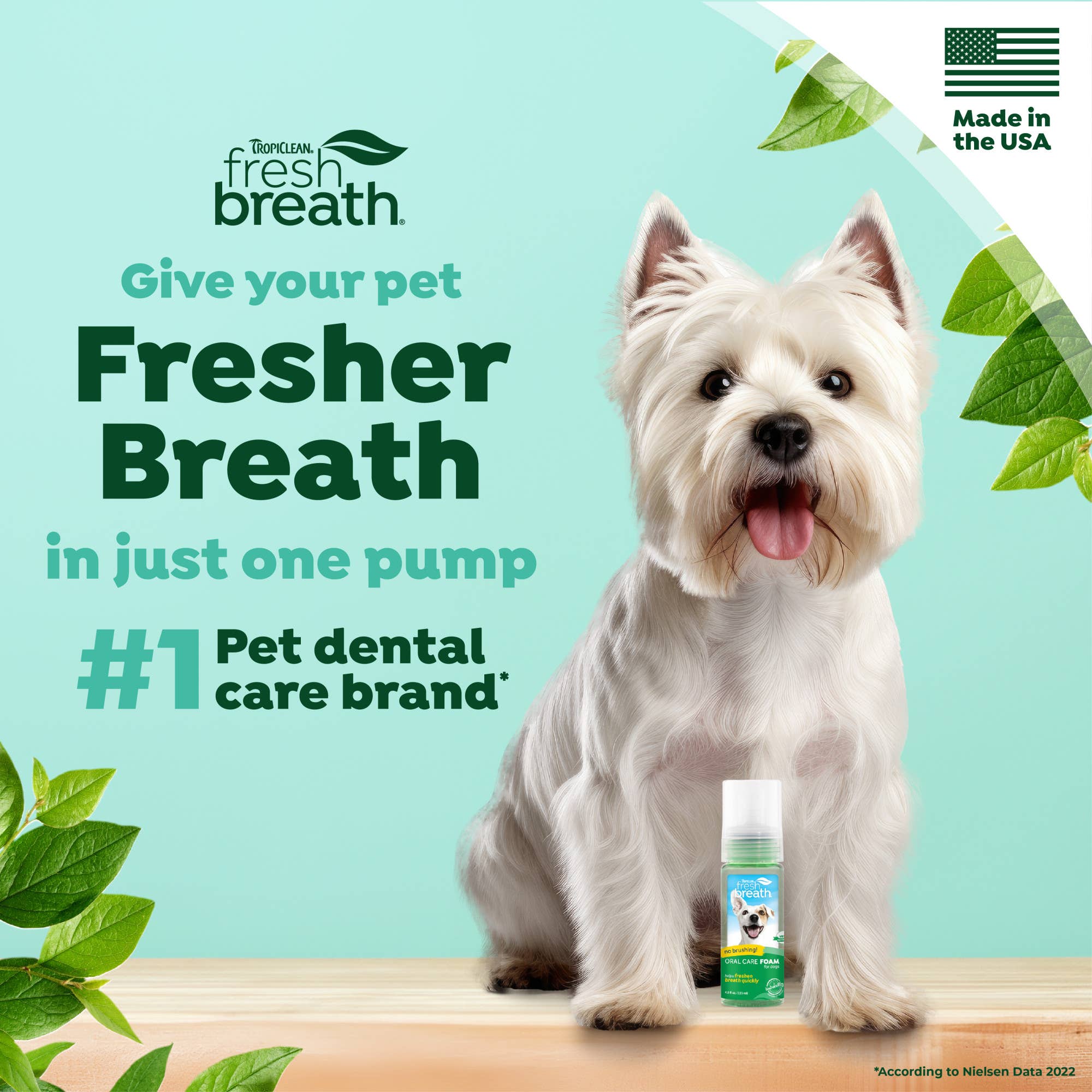 Pet Palette Distribution - Wholesale Pet Toothpaste - Dog - TropiClean Fresh Breath Mint Foam for Pets, 4.5oz4