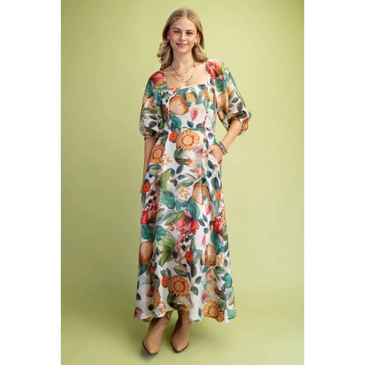 Vestido Midi Estampado Floral para venta al por mayor de STYLE USA