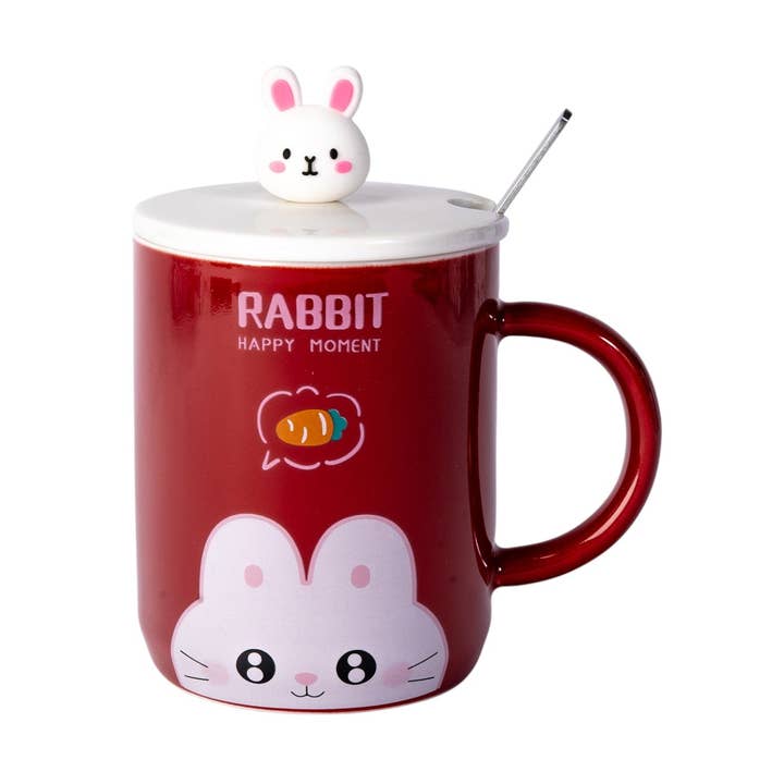 Urban Tokyo – Großhandel Kaffeebecher – Kaninchen 12oz Becher mit Deckel und Löffel (10/30)0