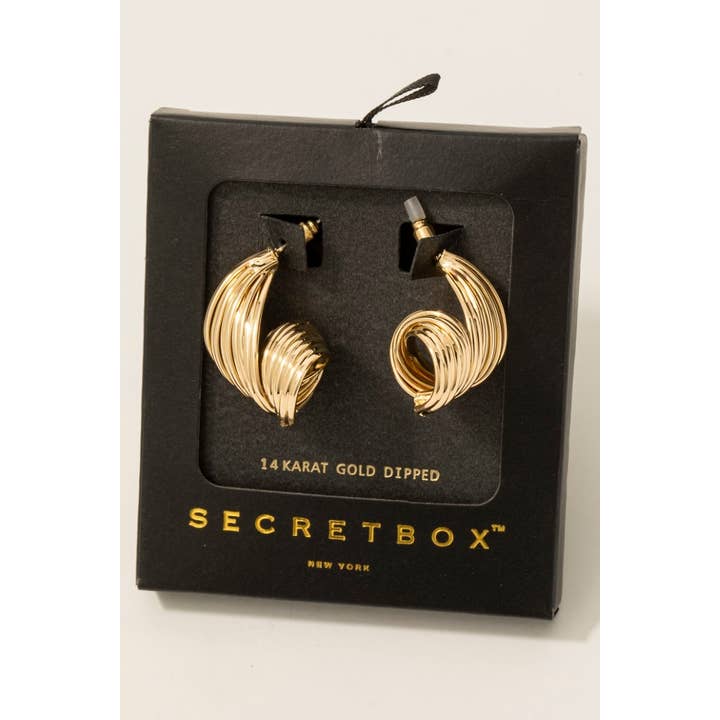 Gold Dipped Layered Wire Swirl Drop Earrings for wholesale by Fame Accessories