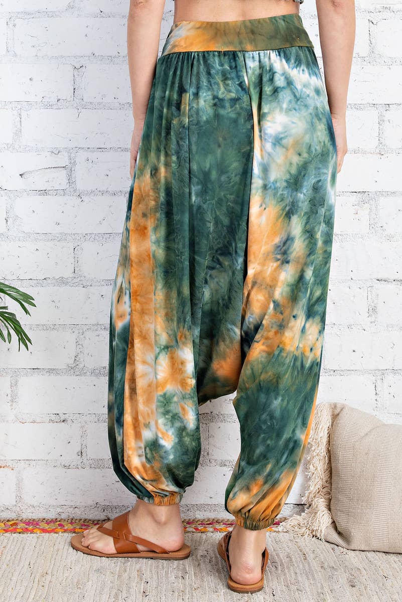 FSL Apparel - Wholesale Pants - Women's - SP6761 - TIE DYE PRINTED JERSEY CINCHED HAREM PANTS3