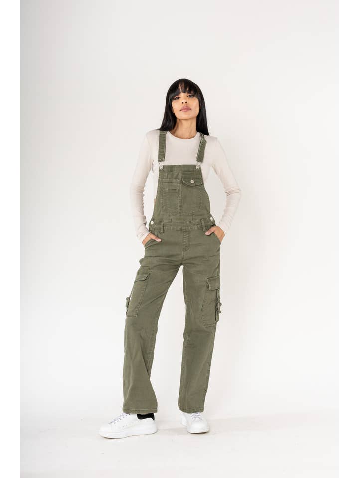 Nina Carter - Wholesale Overalls - Women's - Nina Carter Cargo Denim Stretch Denim Overalls S56012