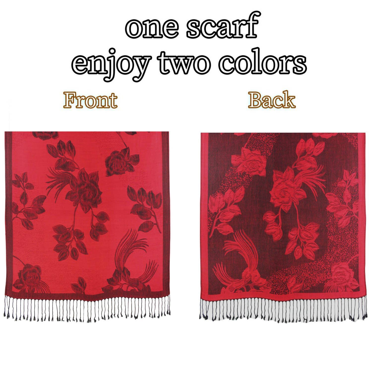 Sensibling Corp. – wholesale Scarf – Women's – Rose Floral Pashmina Reversible Scarf Shawl33