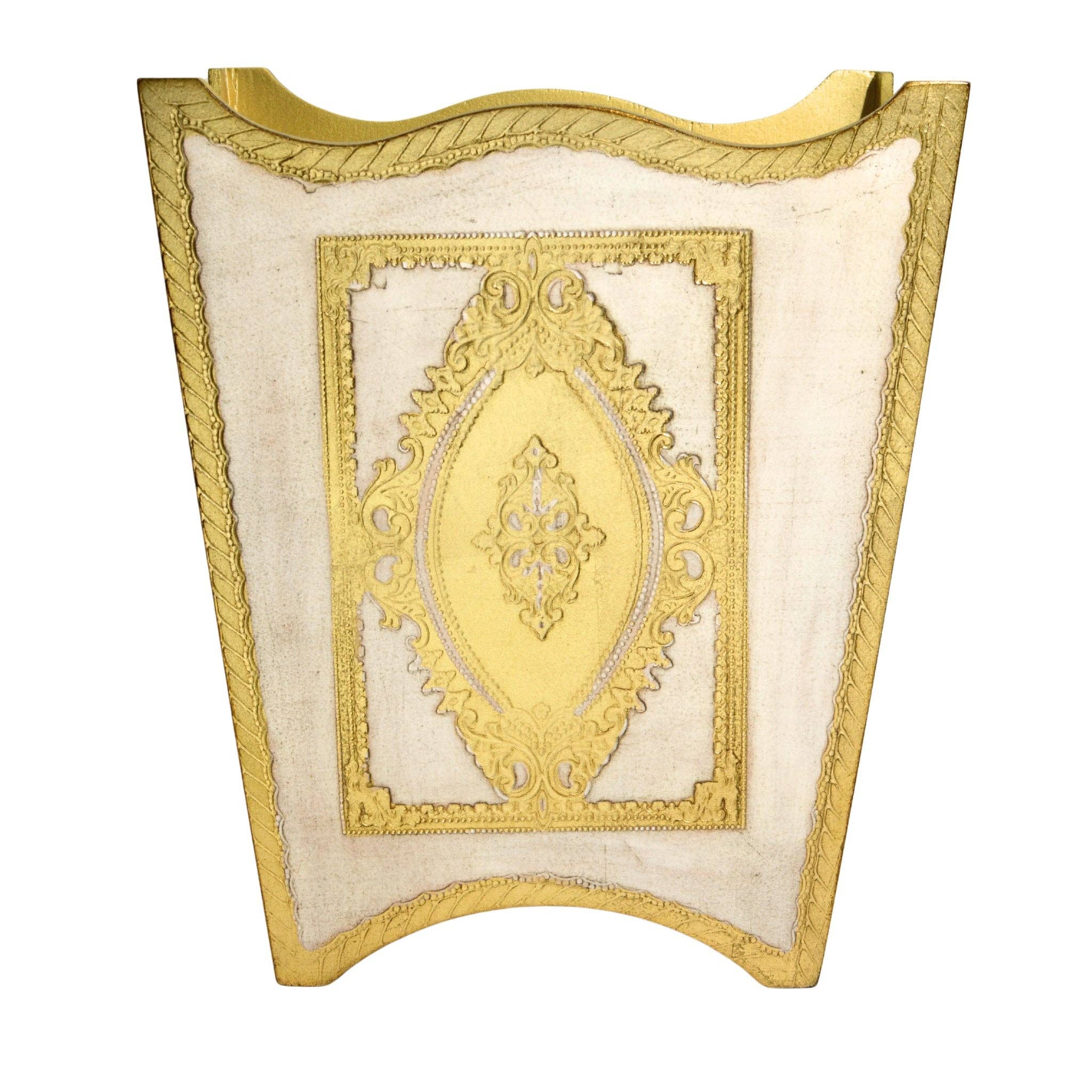 Via Graceffo - Wholesale Trashcan/Trash Bin - Italian Florentine Waste bin, Cappuccino & Gold, Made in Italy11