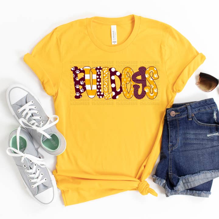 Bulldogs Doodle Letters DTF Transfer for wholesale by Flawless Transfers