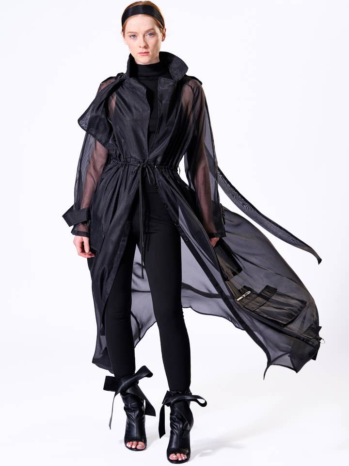 The Fifth Week - Wholesale Coat - Women's - Black Sheer Organza Duster