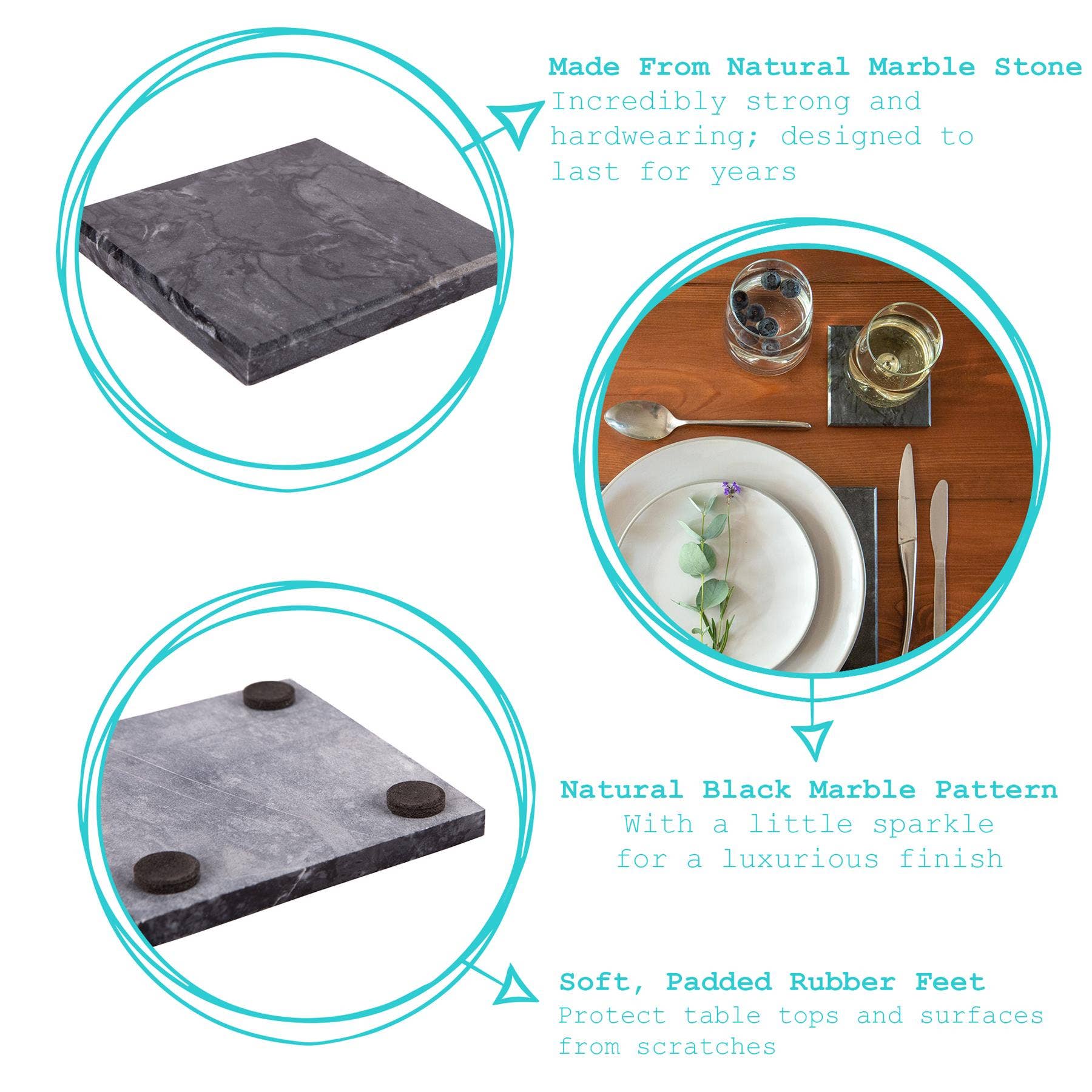 Rinkit Ltd - Wholesale Coasters - Marble Square Coaster - 10cm - By Argon Tableware9