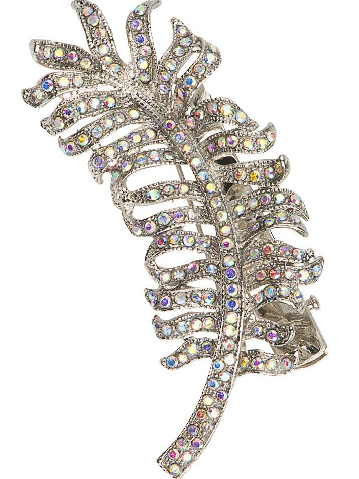 Elegant Crystal Feather Brooch & Hairclip for wholesale by Rosie Fox