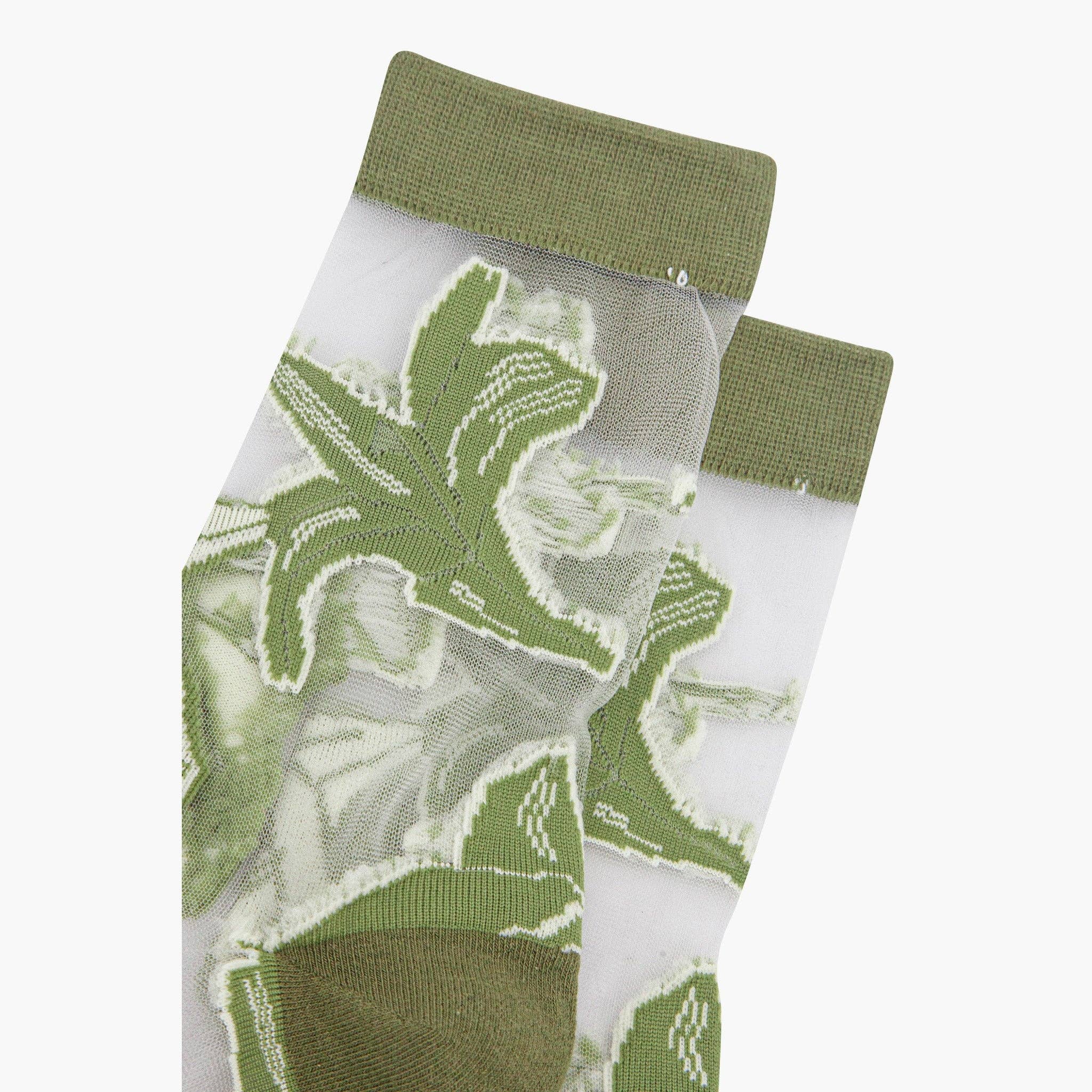 Sock Talk – wholesale Socks – Women's – Women's Sheer Ankle Socks- Green, Floral5