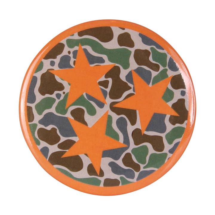 Tri Star Camo Button Pin for wholesale by Barrel Down South