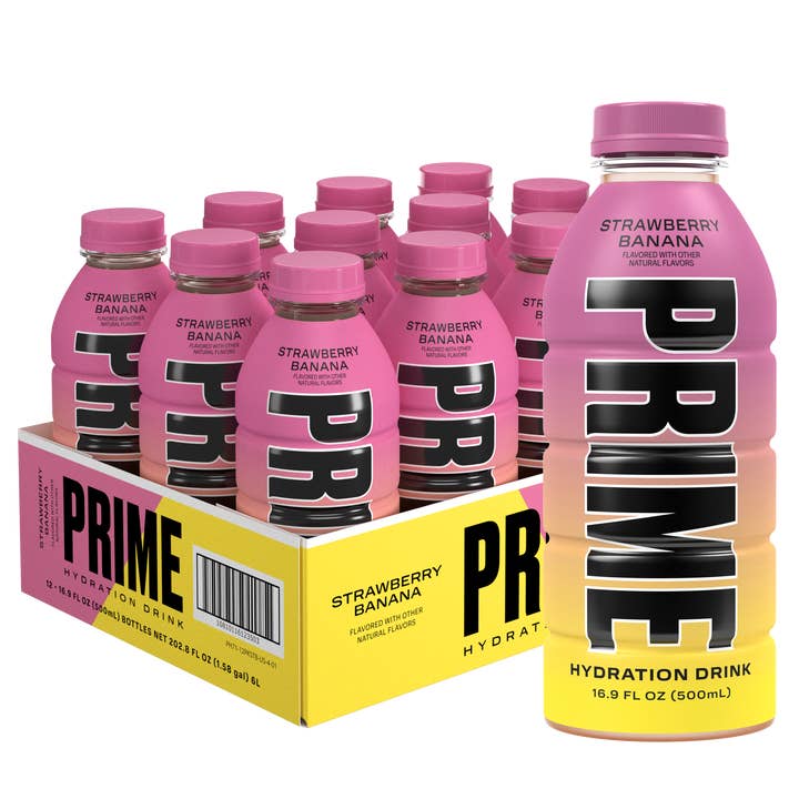 L&F Universal Goods - Wholesale Sports/Energy Drink - Prime Hydration Strawberry Banana, 12 Pack, 16 Fl Oz Bottle