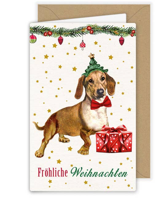 Merry Christmas - Dog with Gift (WF-Mini); WF475 for wholesale by Actetre Deutschland Gmbh
