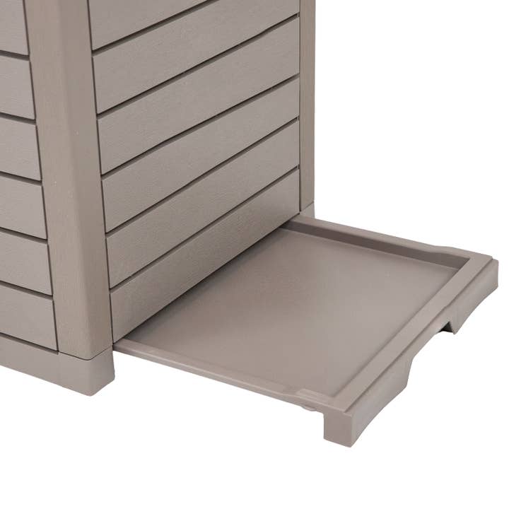 Sunnydaze Decor - Wholesale Trashcan/Trash Bin - 39-gal Outdoor Trash Can with Lid and Drip Tray - Light Gray11