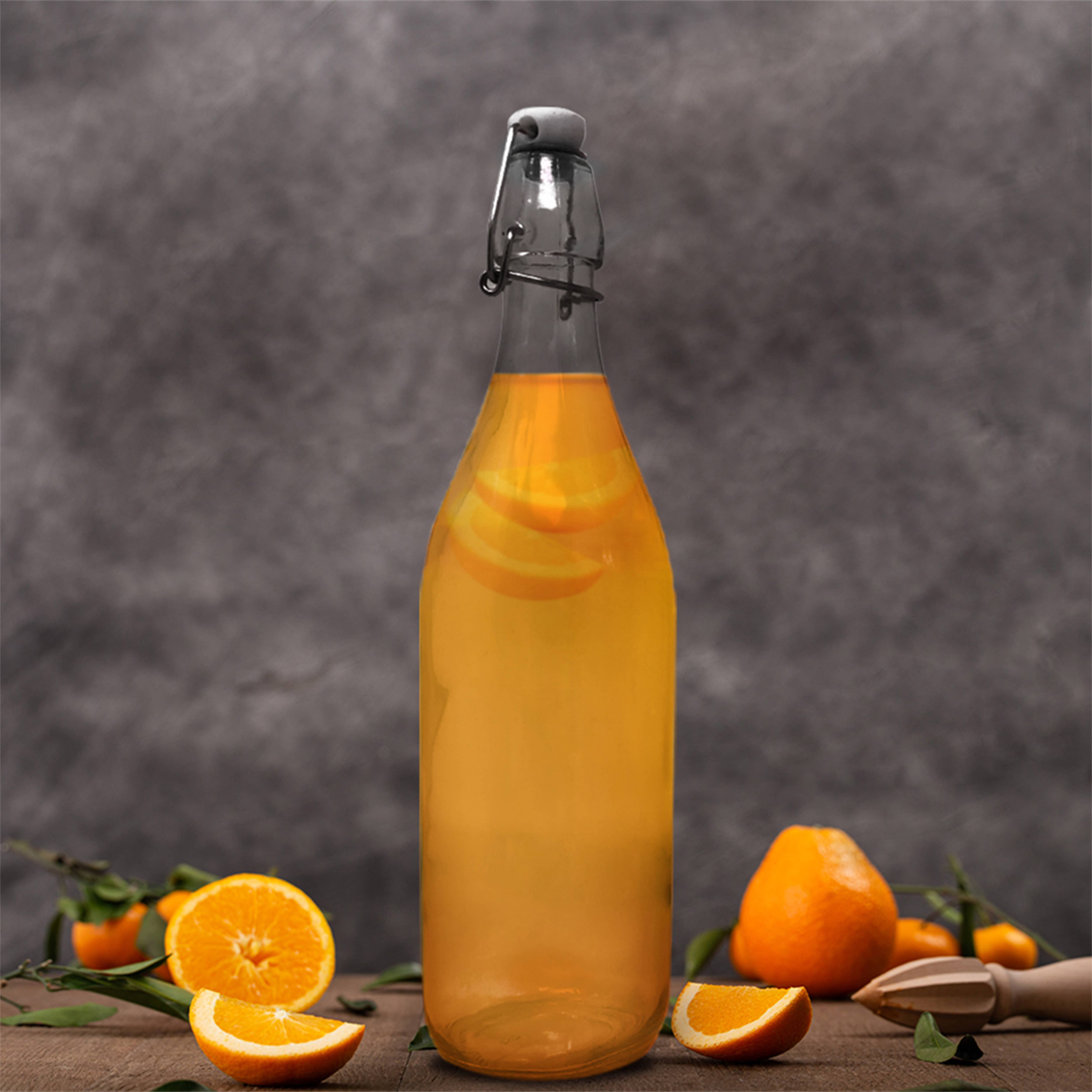 Nevlers – Großhandel Milch-/Saftflasche – Glasflaschen mit Schwingverschluss, 33 Unzen, rundes Design (6er-Set)6