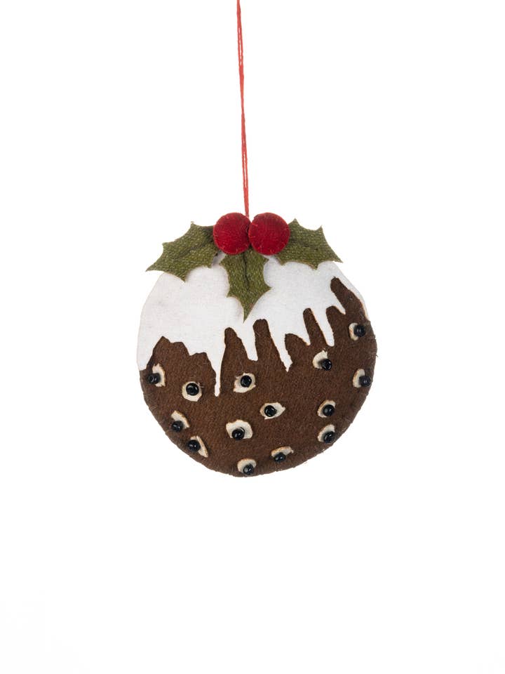 Felt Xmas Pudding for wholesale by Shoeless Joe Ltd