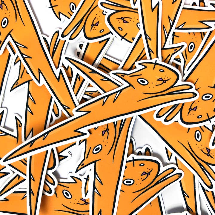 Lightning Cat sticker for wholesale by Anxious Microbe
