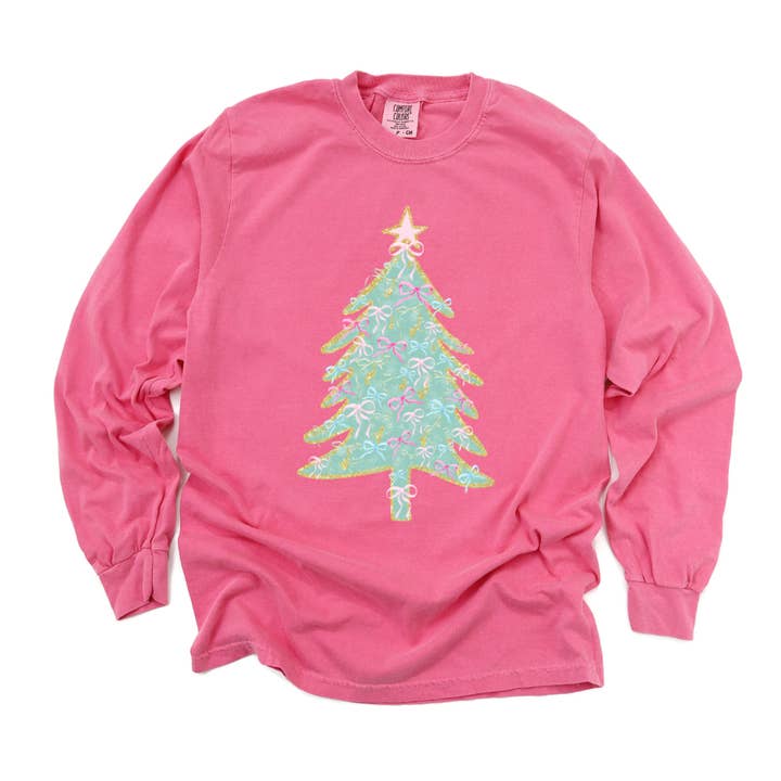 Arbre de Noël avec nœud et fausse paillette Couleurs Confort pour la vente par The Luna T Company