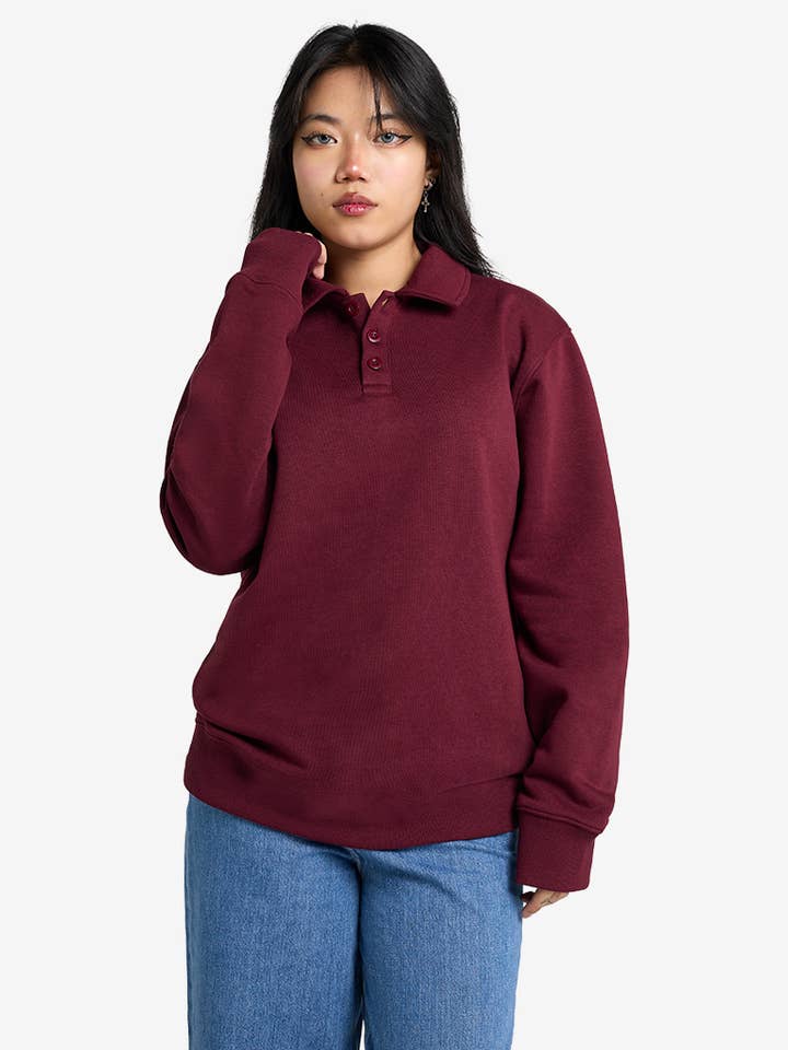 Premium Polo Sweatshirt - Oxblood for wholesale by Strides Co
