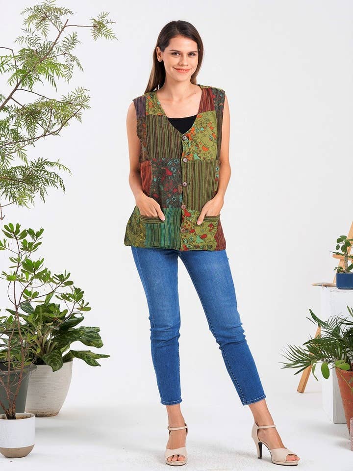 Shroom Patch Vest (KT-1373) for wholesale by Kathmandu Imports