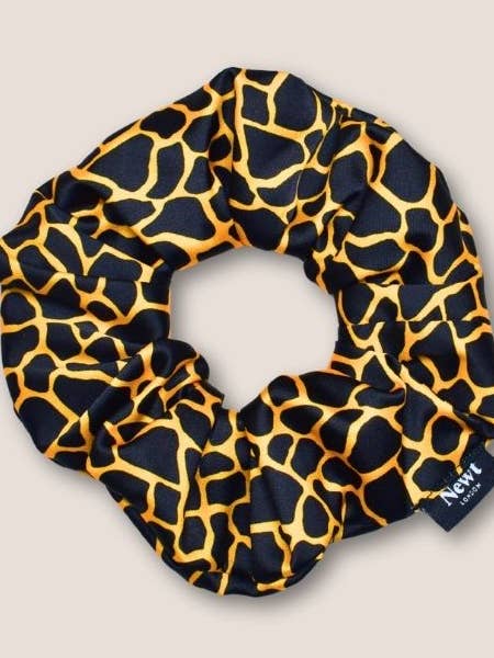 Mosaic Print Black and Gold Hair Scrunchie for wholesale by Newt London