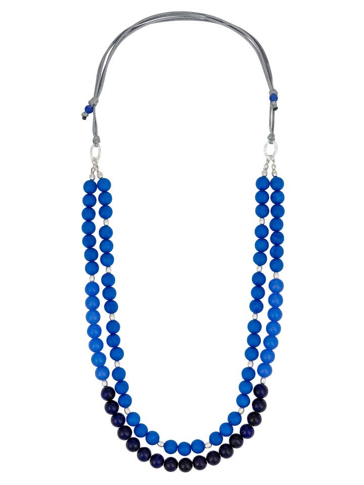 Joyería Dauplaise - Collar de Doble Hebra con Cuentas Azules para venta al por mayor de caroldauplaisejewelry
