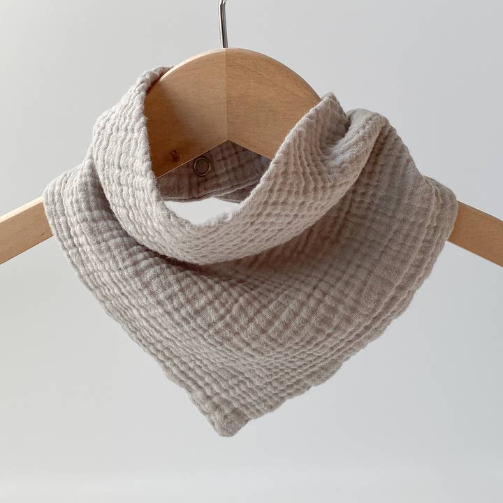 LIGHT GRAY Lightweight Cotton Gauze Baby Bandana Bib for wholesale by Charley Charles