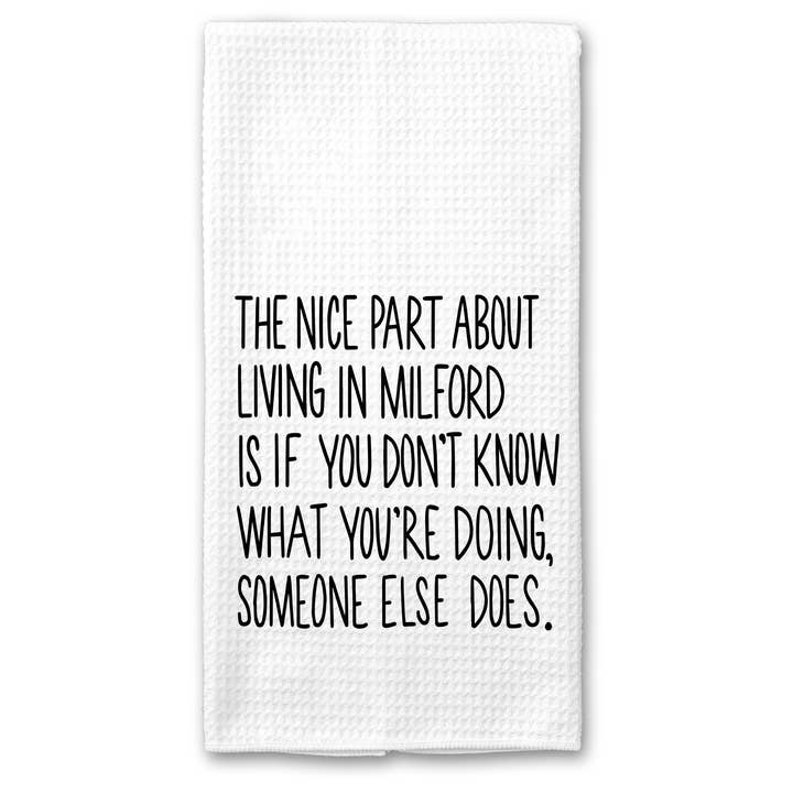 Tea Towel - Nice Part Of Living In (Personalize YOUR town) for wholesale by tinted pearl DESIGNS