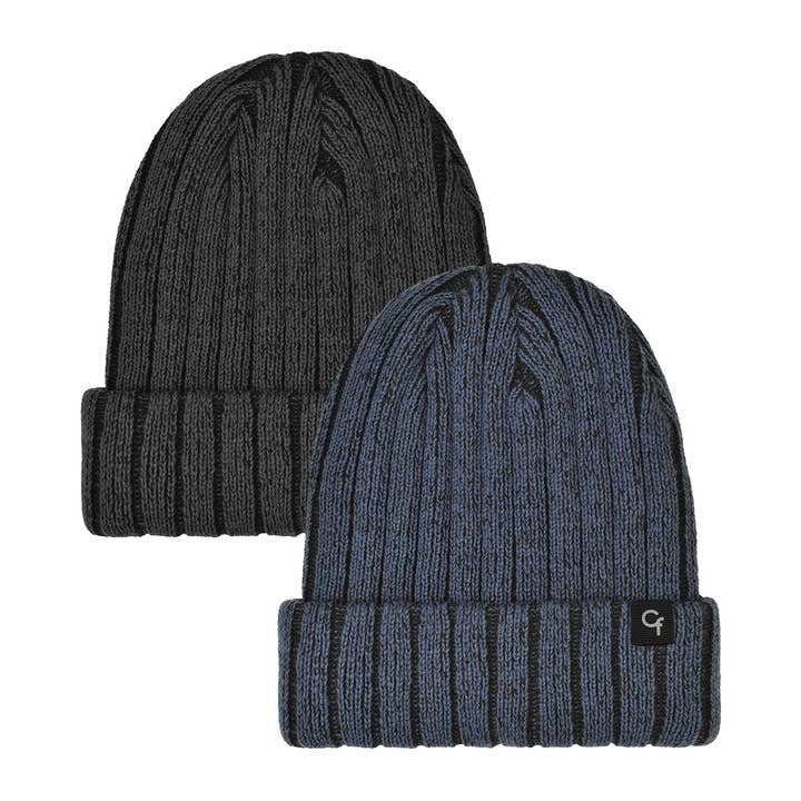 Men's 2-Tone Rib Knit Cuff Hat for wholesale by Grand Sierra