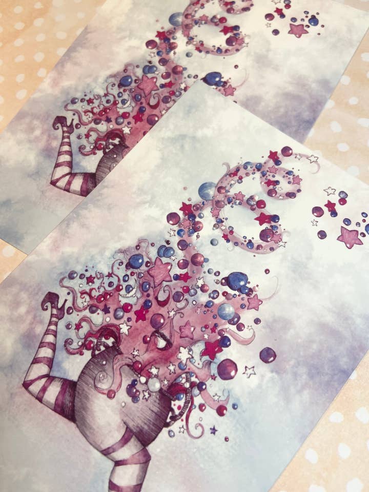 Art d'Halloween effrayant imprimé au chaudron de lunes et d'étoiles, art de chaudron vintage, décoration d'Halloween pour la vente par Melissa the Artist