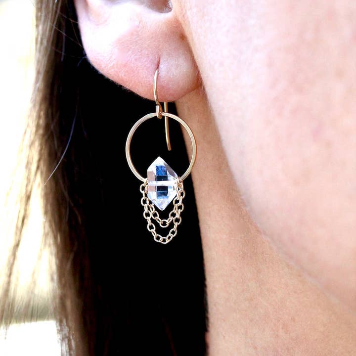 Herkimer Diamond Drape Earrings for wholesale by Alana Douvros Jewellery