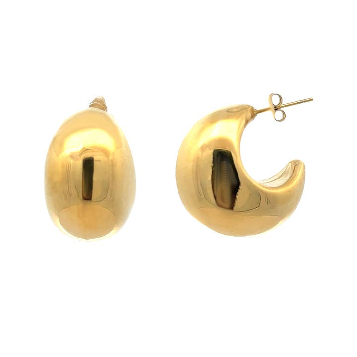 MOON SHAPED DOMED HOOP EARRINGS - JN2472A35 for wholesale by AMORINO SRL