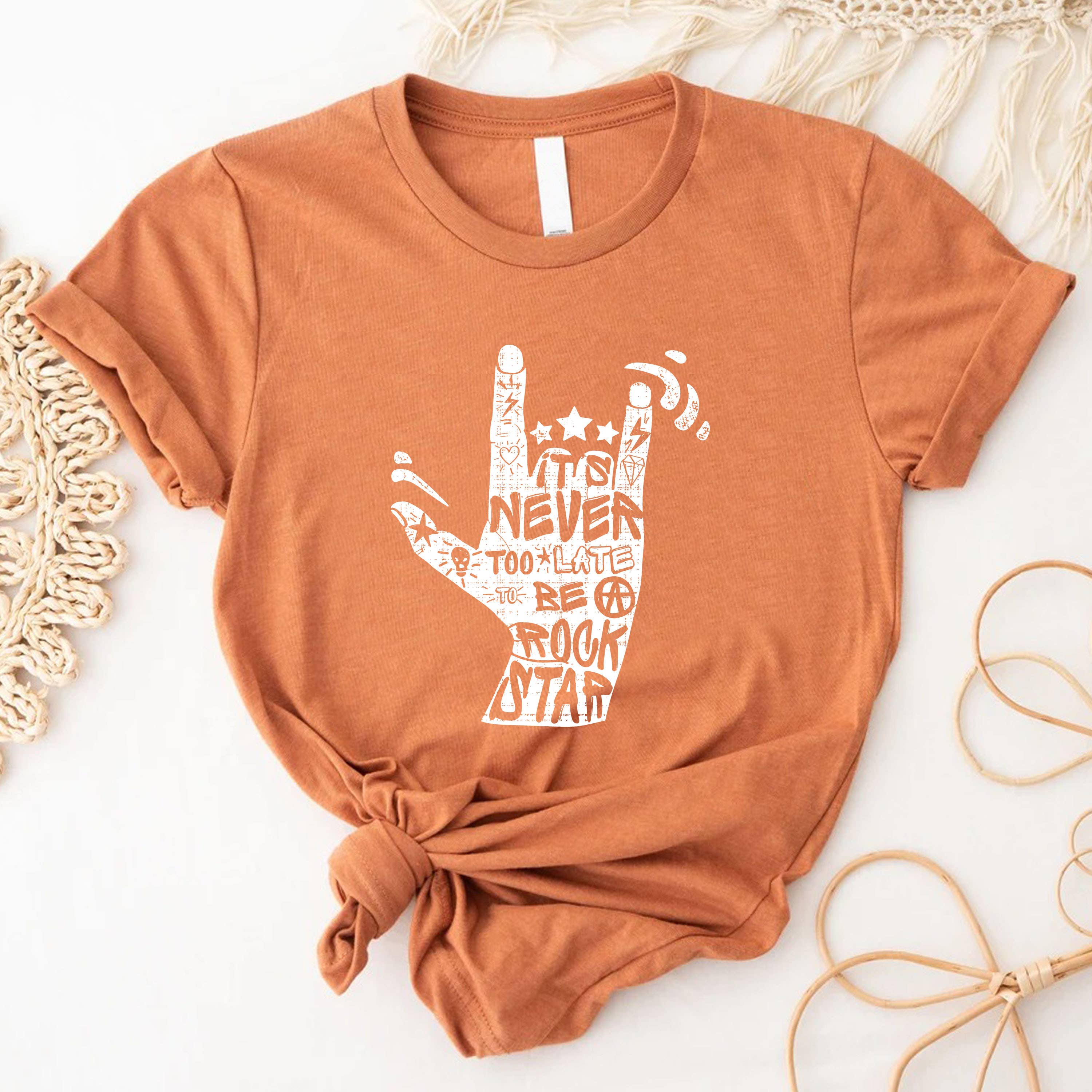 STARCHIS - Wholesale Screen Printed T-Shirt - Women's - It's never too late to be rockstar7