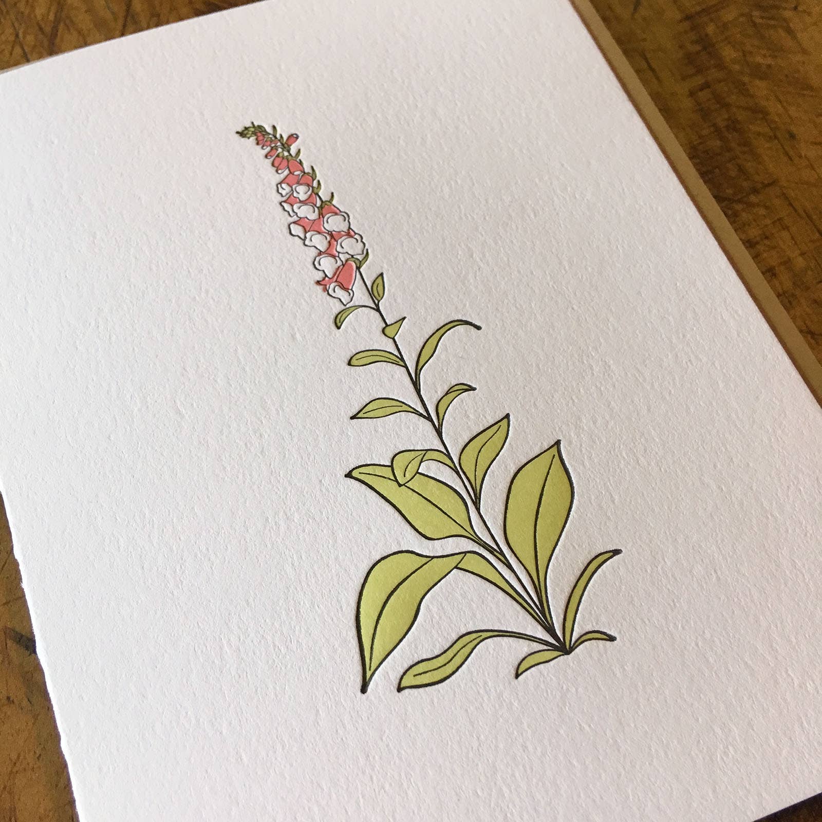 Green Bird Press - Wholesale Everyday Greeting Card - Foxglove Wildflower Letterpress Card2