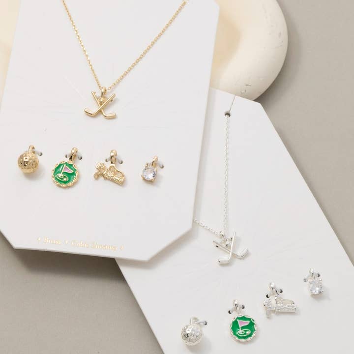 Assorted Five Piece Golf Charms Necklace for wholesale by Fame Accessories