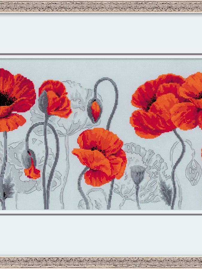 Cross Stitch Kit From Riolis 100/037 Scarlet Poppies for wholesale by RIOLIS