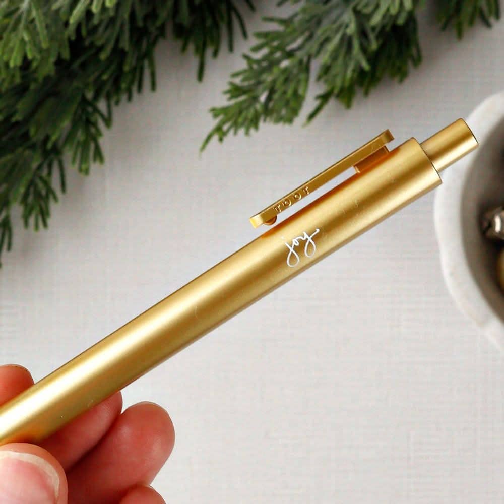 emily lex studio – Caneta por atacado – Caneta jotter ed. limitada dourada com 'joy'1