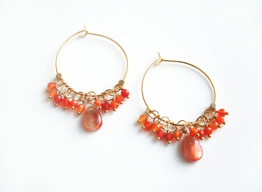 Laura Stark Designs - Wholesale Hoop Earrings - Sunstone Hoop Earrings | Orange Jewelry3