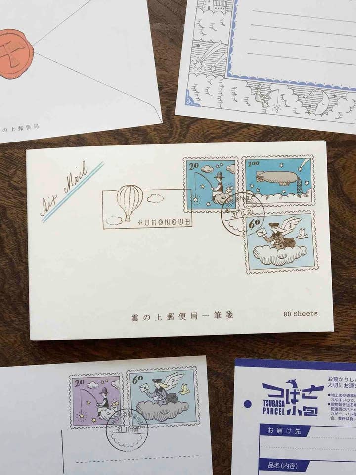 Kyupodo Vintage Stationery Cloud Post Office Memo Set #2 for wholesale by 「FUNJI」In Japan