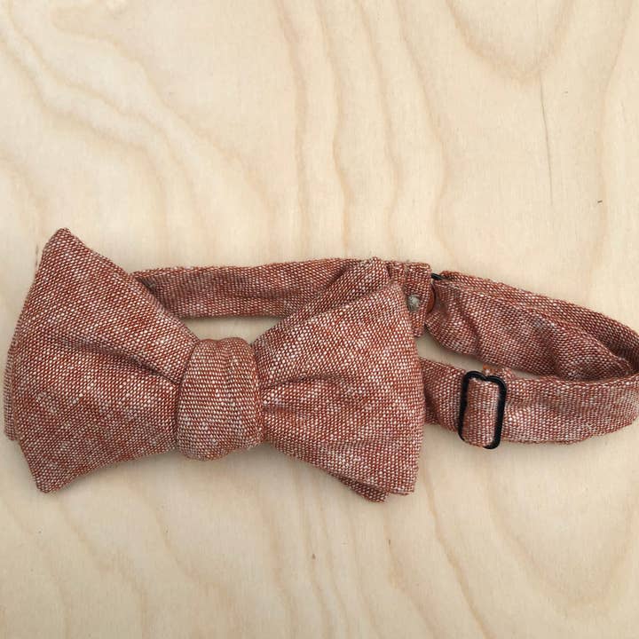 Lindsay Brook Designs - Wholesale Bow Tie - Men's - Burnt Orange Linen Bow Tie