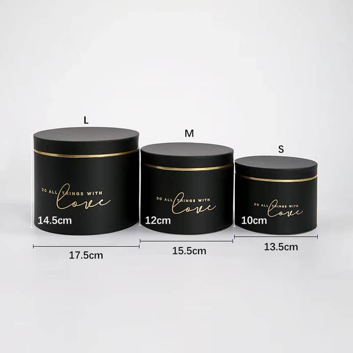 Elegant Design Supply - Wholesale Gift Box - Gold Rim Round Flower Gift Box