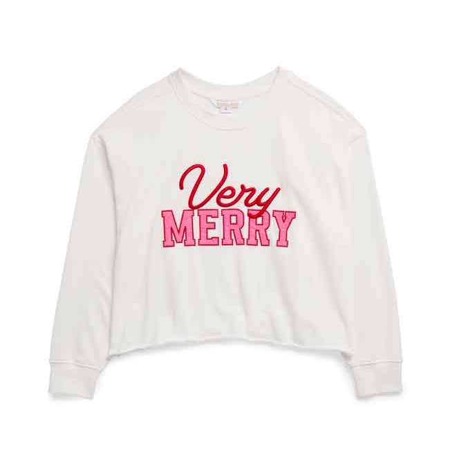ASST/6 "VERY MERRY" LOUNGE SWEATSHIRTS,IVORY for wholesale by Shiraleah