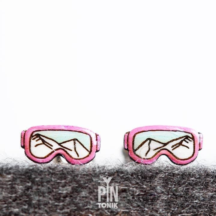PinTonik - Wholesale Stud/Post Earrings - Ski Goggle Apres Ski Stud Earrings and Snowboard Gifts1