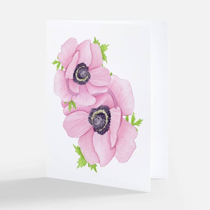 Pink Anemone Greeting Card for wholesale by Natella Libin