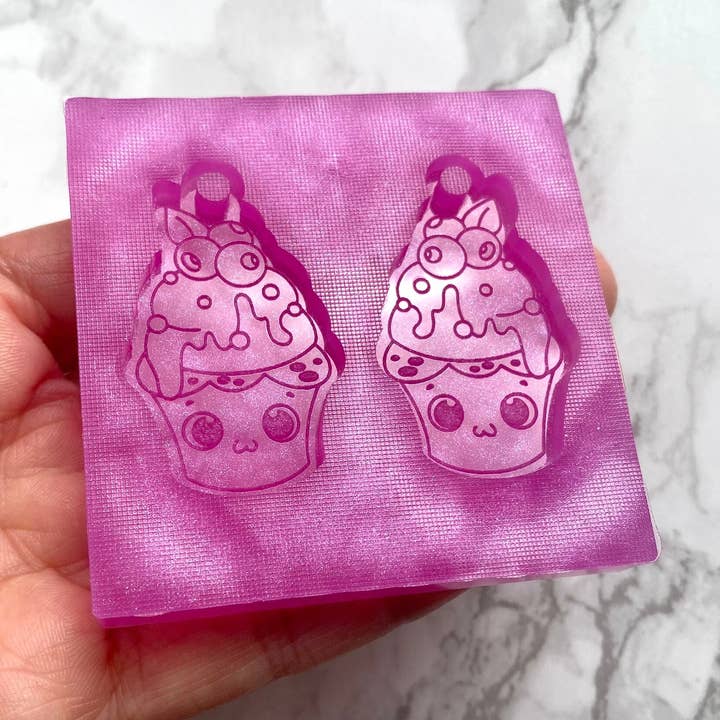 Blueberry Cupcake, Earring Silicone Mould for wholesale by EllaRaeMouldsVinyls
